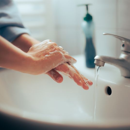 Person Washing her Hands with Soap in the Sink