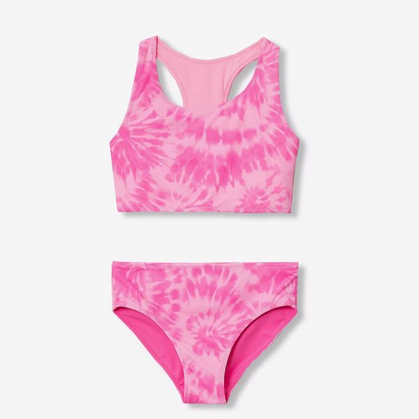 Lands' End Girls Chlorine Resistant Reversible Sporty Bikini Swimsuit Set