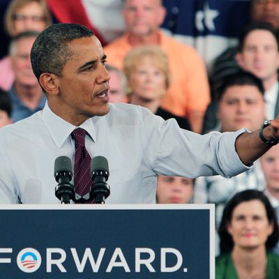 CINCINNATI, OH - JULY 16: U.S. President Barack Obama speaks about the economy during a campaign event July 16, 2012 in Cincinnati, Ohio. Obama discussed his plan to restore middle class security by paying down our debt in a way that ensures everyone pays their fair share and still invests in the things we need to create jobs and grow our economy over the long term. (Photo by Jay LaPrete/Getty Images)