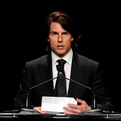  Actor Tom Cruise receives the Humanitarian Award at the Simon Wiesenthal Center's Annual National Tribute Dinner at the Beverly Wilshire Hotel on May 5, 2011 in Beverly Hills, California.