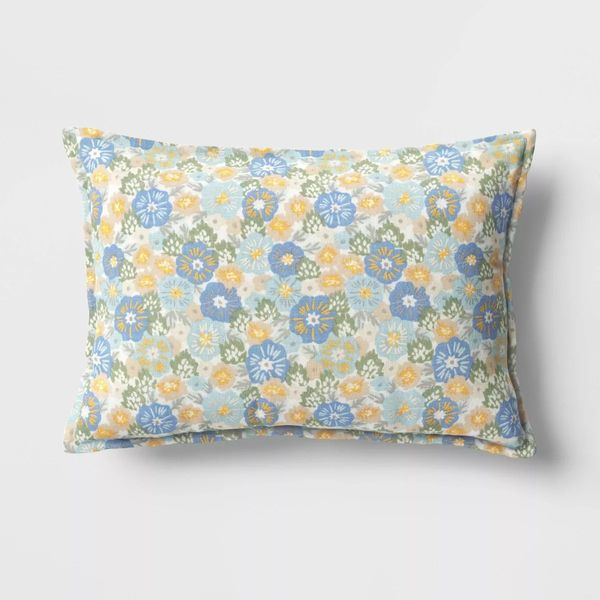 Room Essentials Printed Cotton with Embroidery Lumbar Throw Pillow