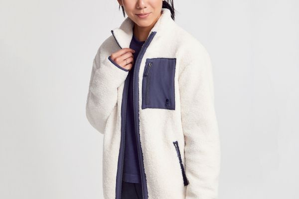 Soul by SoulCycle White Shearling Tri-Tone Zip-Up