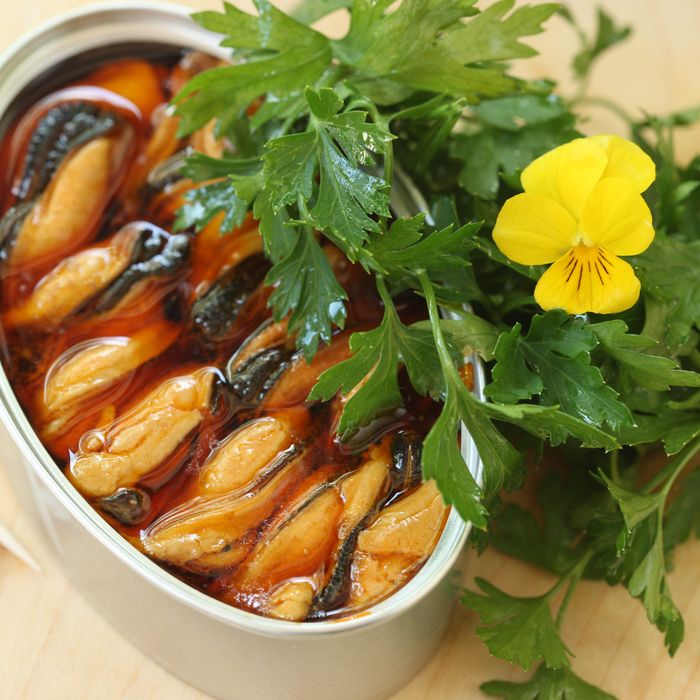 Maiden Lane's canned mussels in escabeche sauce.