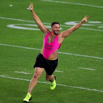 Watch Fan Who Ran on Field During Super Bowl Get Tackled Hard By