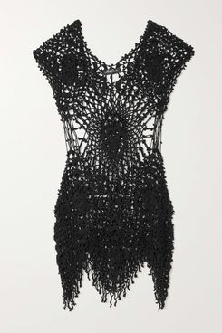 Alix Pinho Yell Crocheted-Cotton Mini Dress