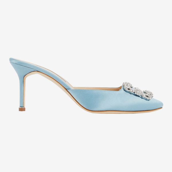 Manolo Blahnik Hangisimu crystal-satin mules