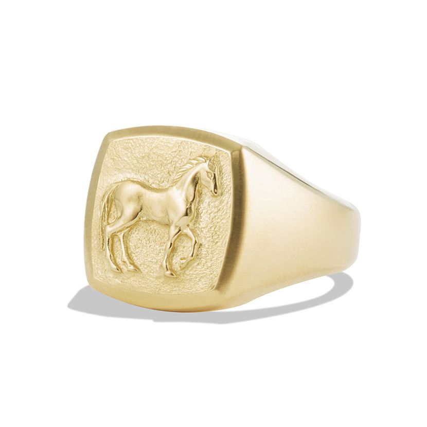 Petrvs® Small Horse Pinky Ring in 18K Yellow Gold