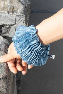 Azur Plissé Silk Scrunchie