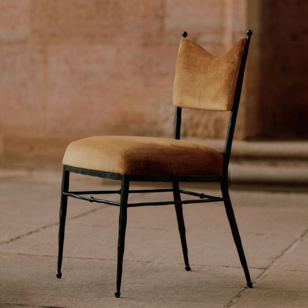 Crate & Barrel Rodin Ocher Velvet Dining Chair by Athena Calderone