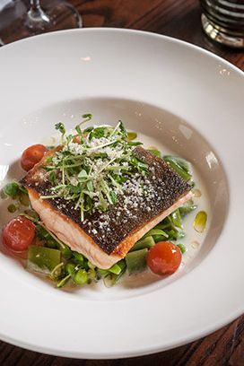 peas, poached garlic, almond vichysoisse