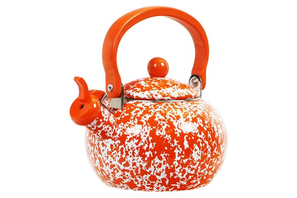 Calypso Basics by Reston Lloyd Whistling Teakettle, 2-Quart, Orange Marble