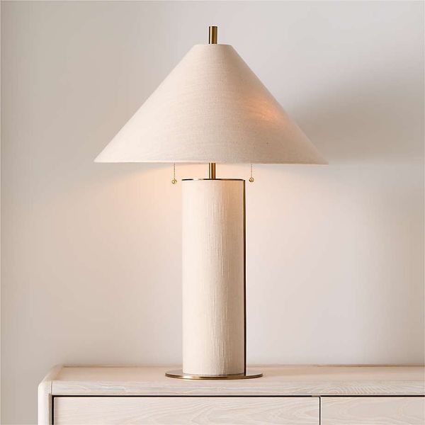 Crate & Barrel Remi Natural Linen Table Lamp 31.7