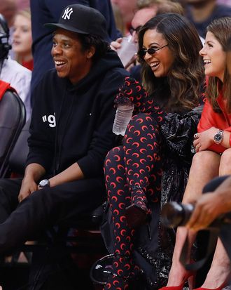 Marine Serre Moon-Print Footed Leggings, We Really Love That This Is  Beyoncé's Idea of Casual Basketball Game Attire