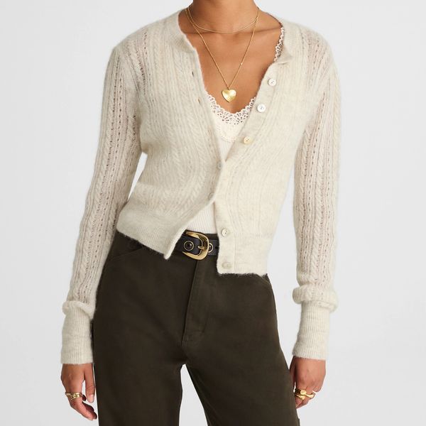 Madewell Pointelle-Stitch Cardigan in Alpaca Blend