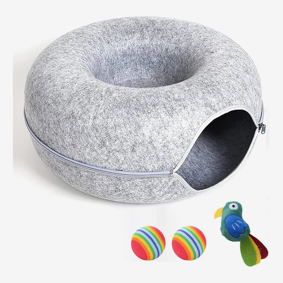 Qonimm Donut Cat Cave Tunnel Bed