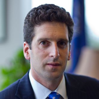 Benjamin Lawsky, superintendent of the New York State Department of Financial Services, stands for a photograph in New York, U.S., on Wednesday, Oct. 19, 2011. Lawsky, the first person to head New York's newly established Financial Services Department, will oversee the state's banks and insurance companies to help improve consumer protection and fraud.