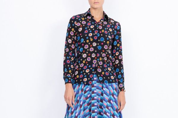 LHD Star Island Careyes Floral Print Black Blouse