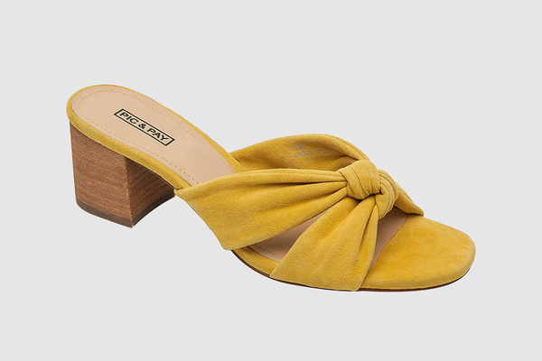 Pic & Pay | Roxie | Slip On Knotted Suede Upper Mid Height Block Heel Slide (New Spring)