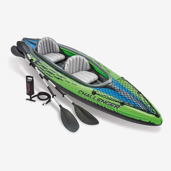  Intex Challenger Kayak, Man Inflatable Canoe with Aluminum Oars and Hand Pump