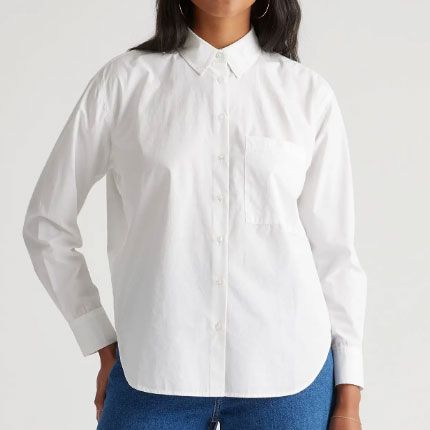 Quince 100% Organic Cotton Poplin Long Sleeve Boyfriend Shirt