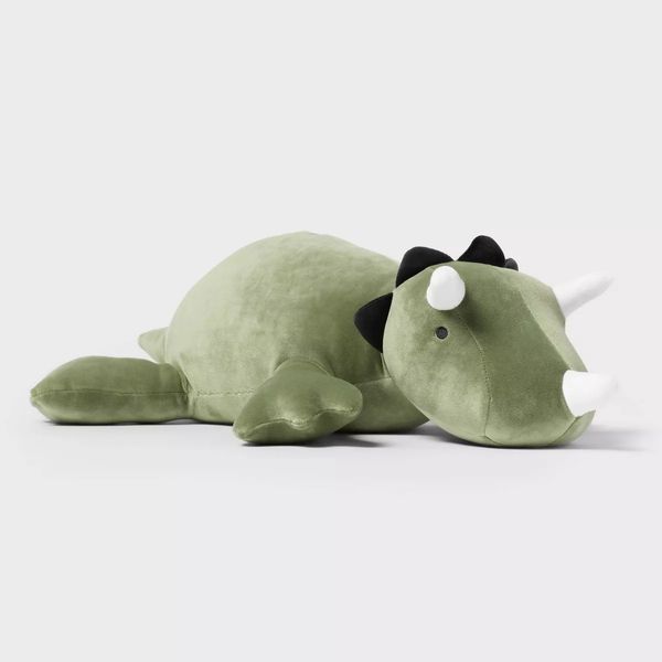 Cojín Infantil de Peluche Pesado de Dinosaurio Verde - Pillowfort