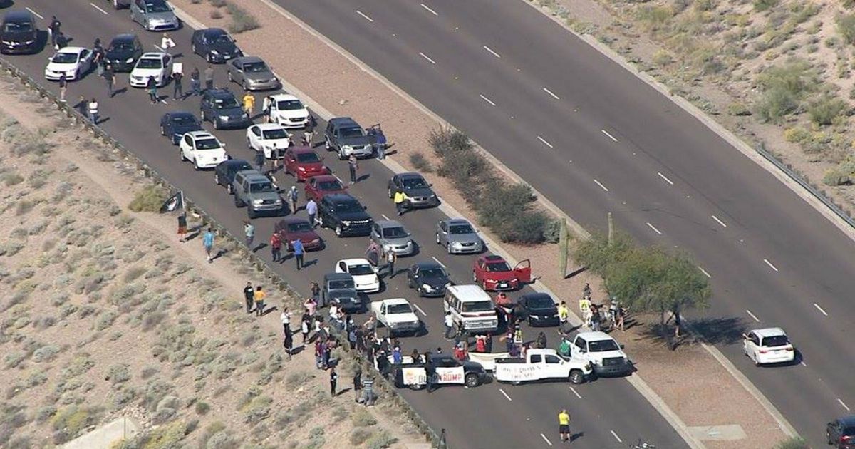 Protesters Block Road On Route To Trump Rally In Arizona 2855