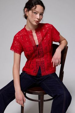 Love, Bonito Lace Round Neck Fit & Flare Top