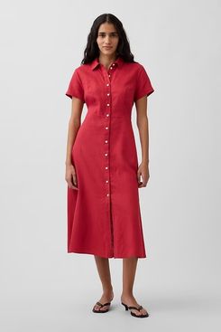 Gap Linen-Blend Midi Shirtdress