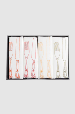 Jennifer Slattery Silver Service Embroidered Linen Napkin Set