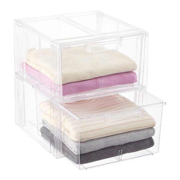 The Container Store Clear Stackable Sweater Drawer Case of 2