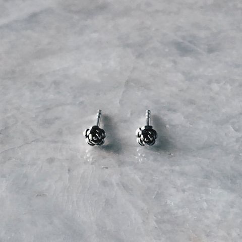 SilverCartel Tiny Rose Stud Earrings