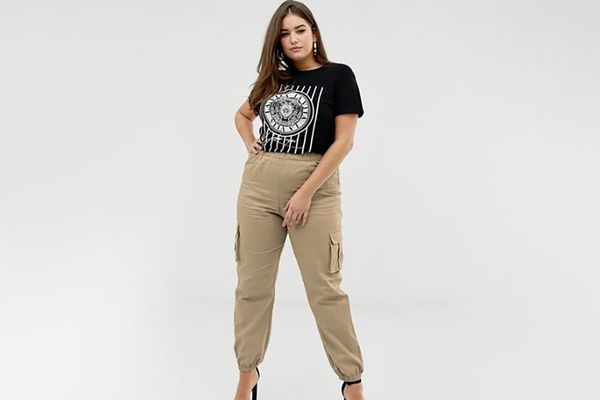 Pretty Little Thing Khaki Twill Pocket Detail High Waist Cargo