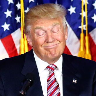 Republican presidential candidate Donald Trump delivers remarks following primaries in California, Montana, New Jersey, New Mexico, North Dakota and South Dakota at Trump National Golf Club Westchester in Briarcliff Manor, New York, June 07, 2016. 