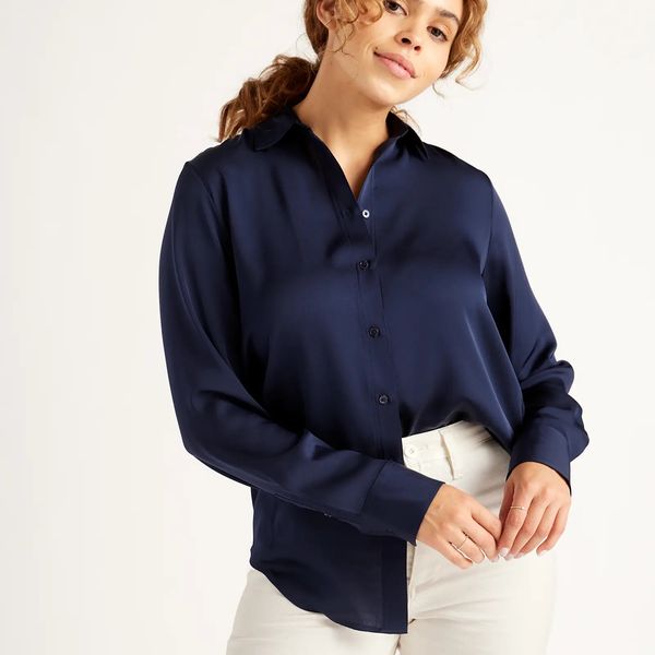 Quince Washable Stretch Silk Blouse