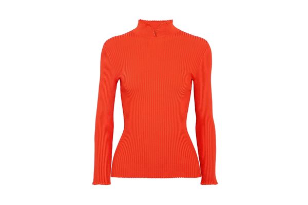 GANNI Romilly crochet-trimmed ribbed-knit top