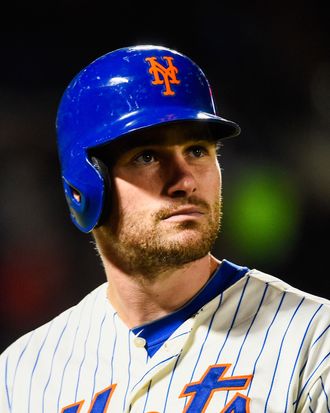NEW YORK, NY - SEPTEMBER 17: Daniel Murphy #28 of the New York Mets looks on during a game against the Miami Marlins at Citi Field on September 17, 2014 in the Flushing neighborhood of the Queens borough of New York City. (Photo by Alex Goodlett/Getty Images)