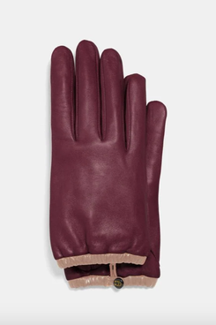 Coach Sculpted Signature Gathered Leather Tech Gloves