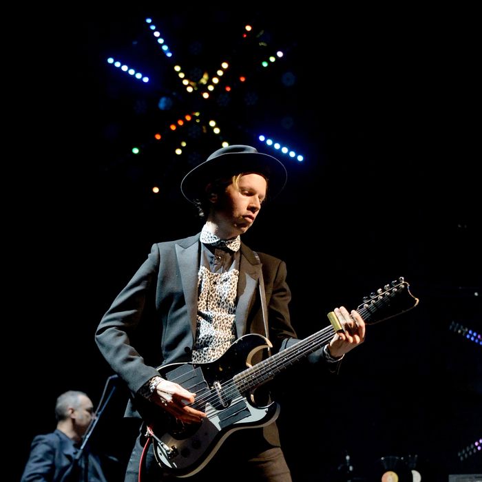 Musician Beck performs onstage during day 1 of the Life Is Beautiful Festival on October 26, 2013 in Las Vegas, Nevada.