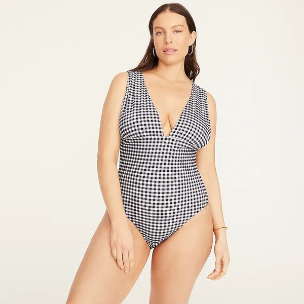 J.Crew V-neck One-Piece in Gingham