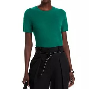 C by Bloomingdale's 100% Cashmere Short Sleeve Crewneck Sweater