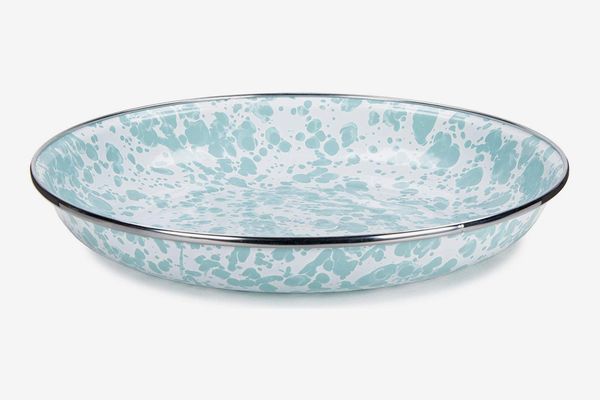 Golden Rabbit Enamelware - Sea Glass Swirl Pattern - 10 Inch Pasta Plate