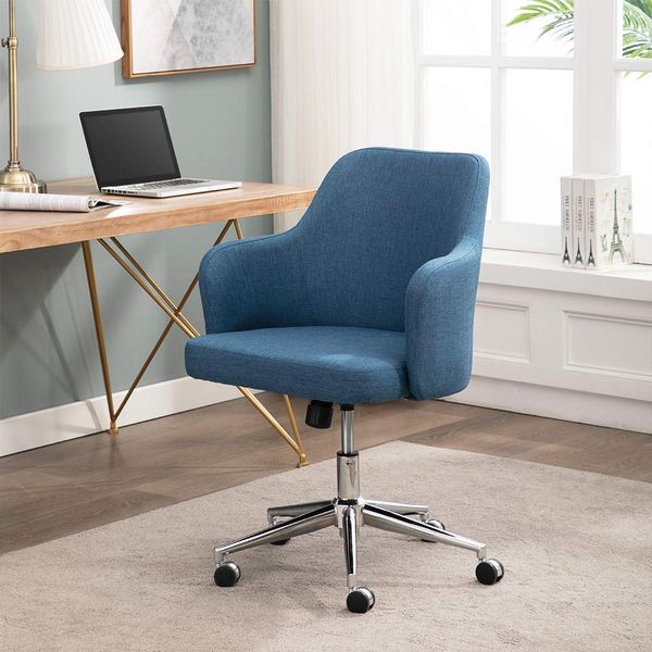 Upholstered Desk Chair With Arms No Wheels / This modern office chair ...
