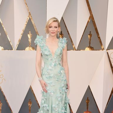 Cate Blanchett 
Dress by Armani Privé featuring Swarovski crystals; jewels by Tiffany & Co.