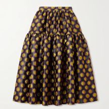 La Double J Oscar Tiered Metallic Jacquard Skirt