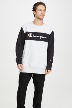 Champion Premium Reverse Weave Colorblock Crew Neck Sweatshirt