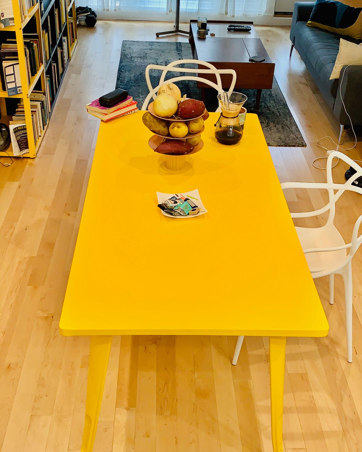 yellow dining room table and chairs