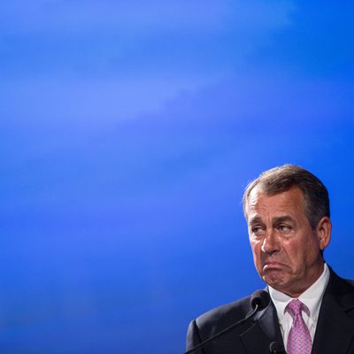 WASHINGTON, DC - MAY 15: House Speaker John Boehner (R-OH) speaks at the 2012 Fiscal Summit on May 15, 2012 in Washington, DC. The third annual summit, held by the Peter G. Peterson Foundation, explored the theme 