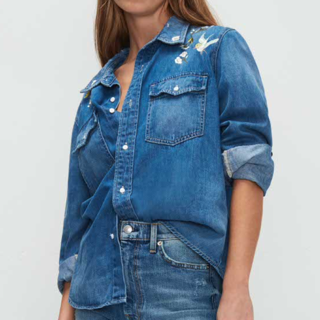 DENIM SHIRT WITH EMBROIDERY