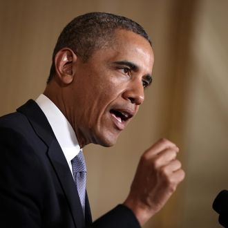 U.S. President Barack Obama speaks about unemployment insurance benefits during an East Room event January 7, 2014 at the White House in Washington, DC. Obama continued his push for the extended benefits which had expired before the New Year. The Senate has voted 60-37 today to begin the debate on a bill to extend the benefits for three months.