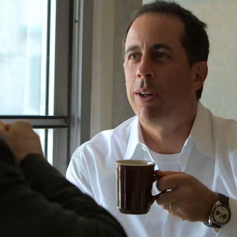 Seinfeld enjoying a cup on his new series, which will return for a second season.